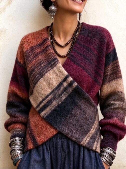 🤲LAST DAY SAVE 49% ⏰🍂 Cozy Plaid Wrap Sweater
