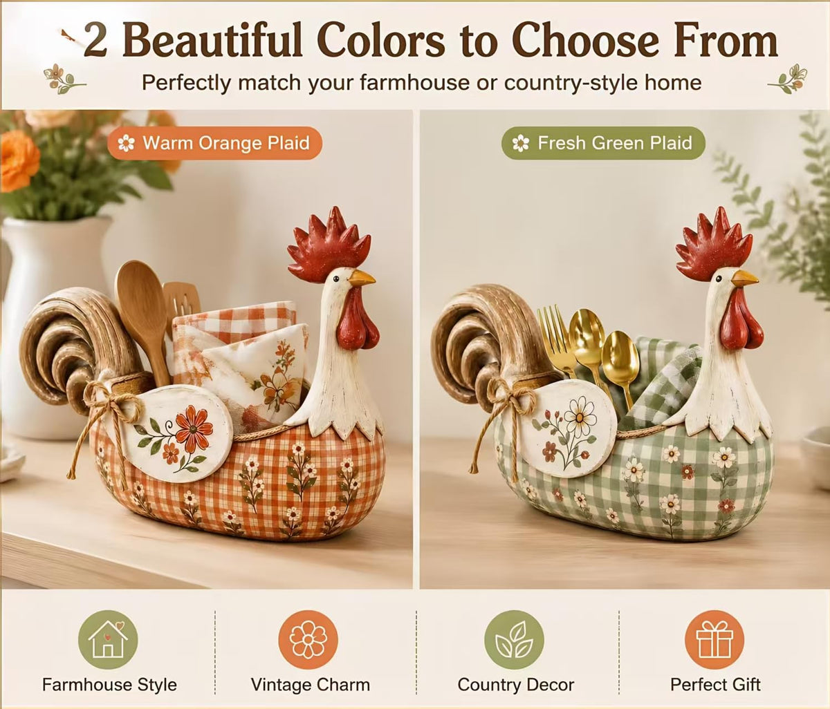 🐓 Farmhouse Rooster Storage Basket