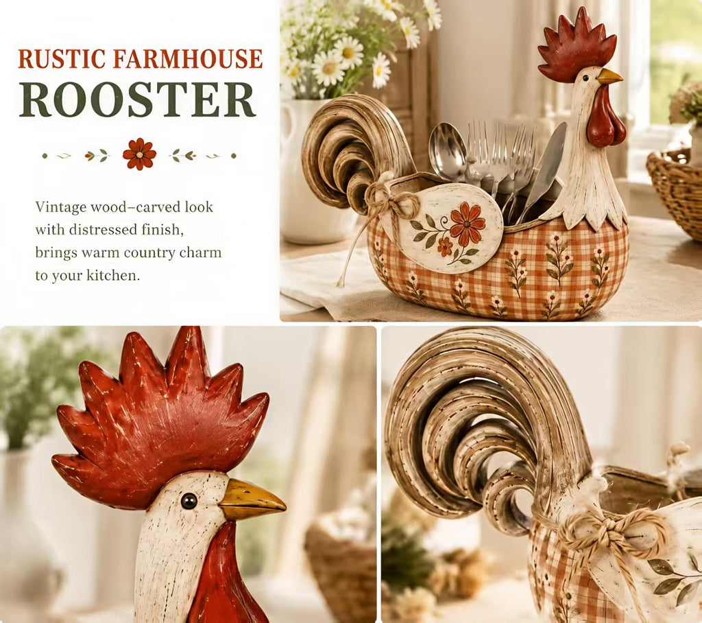 🐓 Farmhouse Rooster Storage Basket