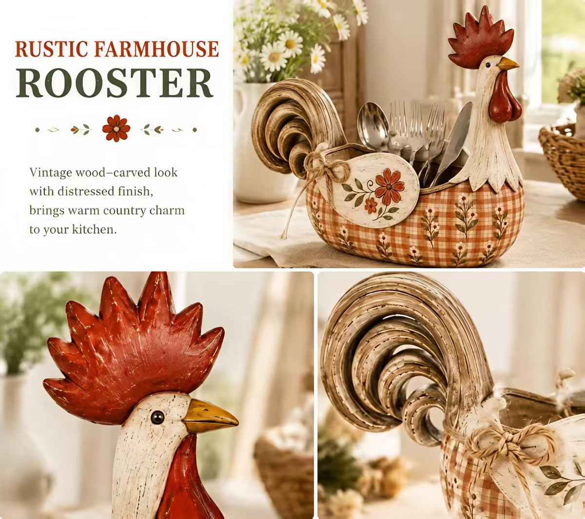 🐓 Farmhouse Rooster Storage Basket