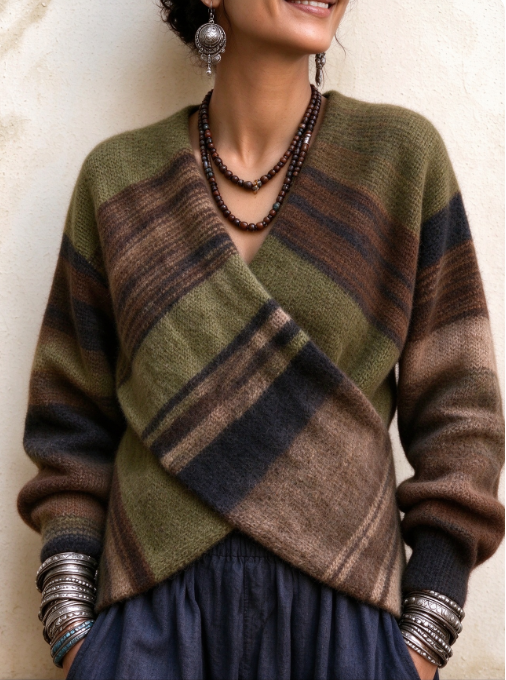 🤲LAST DAY SAVE 49% ⏰🍂 Cozy Plaid Wrap Sweater