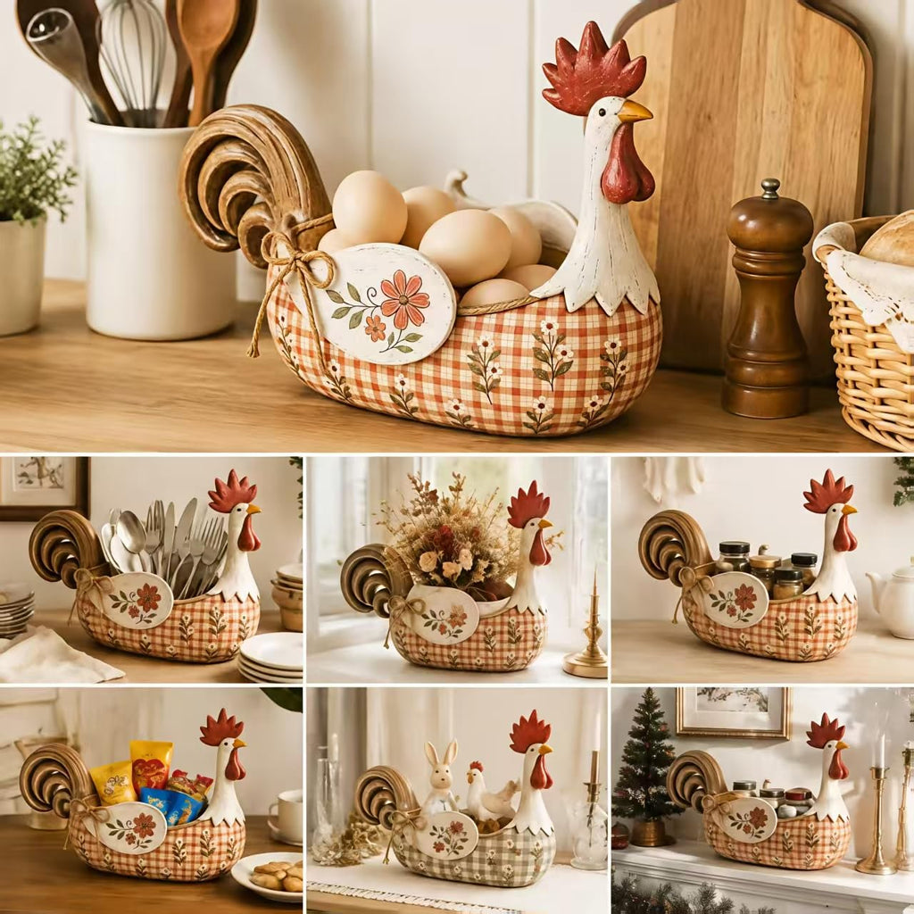 🐓 Farmhouse Rooster Storage Basket