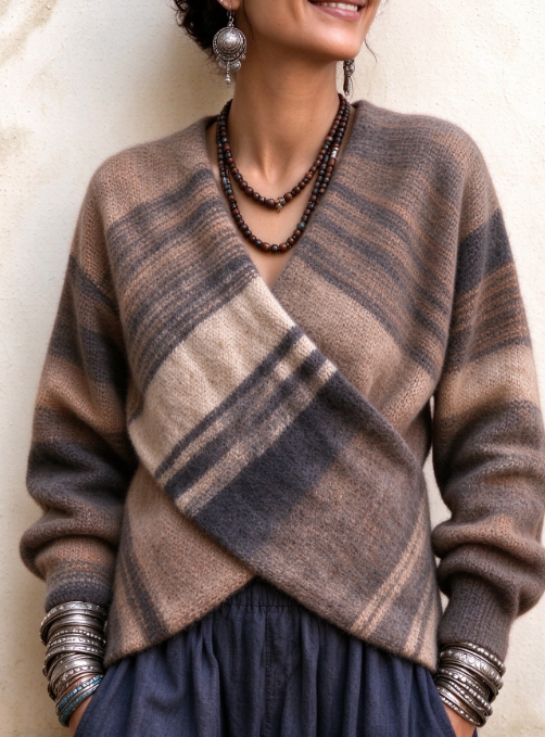 🤲LAST DAY SAVE 49% ⏰🍂 Cozy Plaid Wrap Sweater